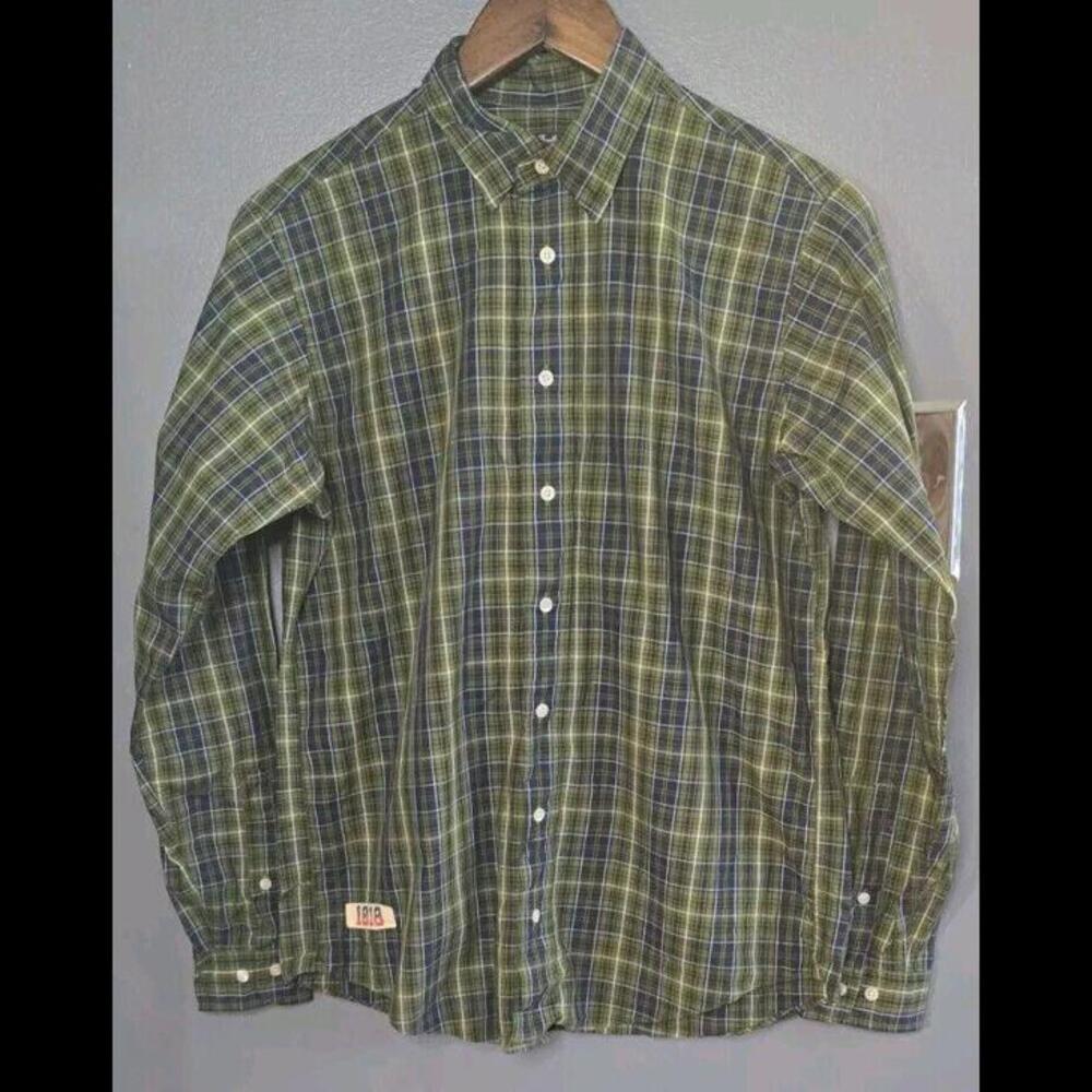 Brooks Brothers Fleece Button Up Shirt Long Sleeve Plaid Cotton Boys Large L